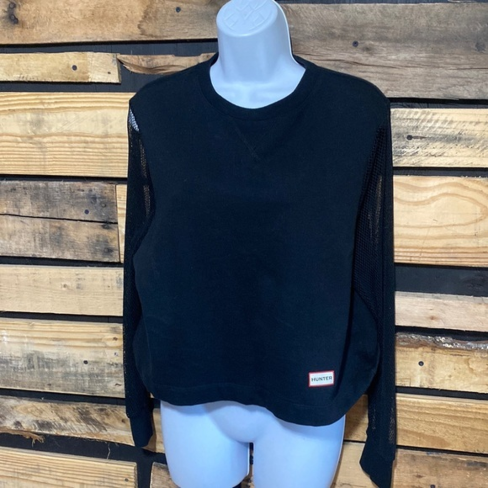 Hunter for Target Black Mesh Sleeve Long Sleeve Shirt‎ Size Small